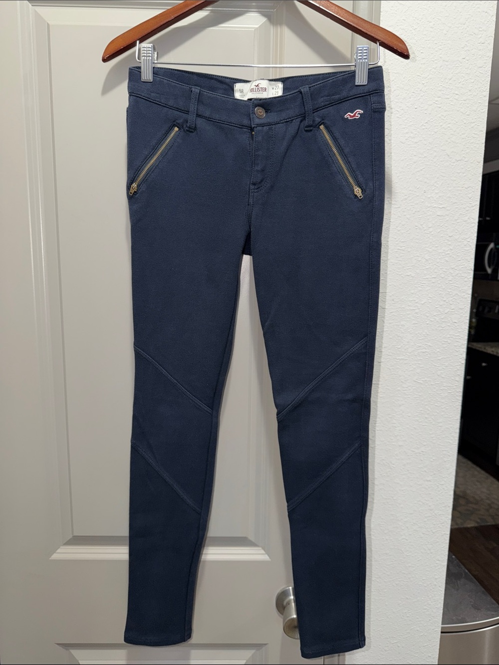 Hollister low rise navy blue skinny leggings pants 27